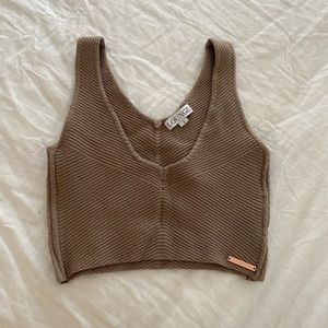 Lounge underwear taupe ribbed top